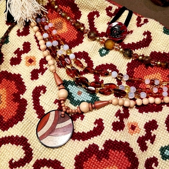 Vintage Textiles Boho Ethnic Festival Handmade Needlepoint Handbag - Picture 6 of 11